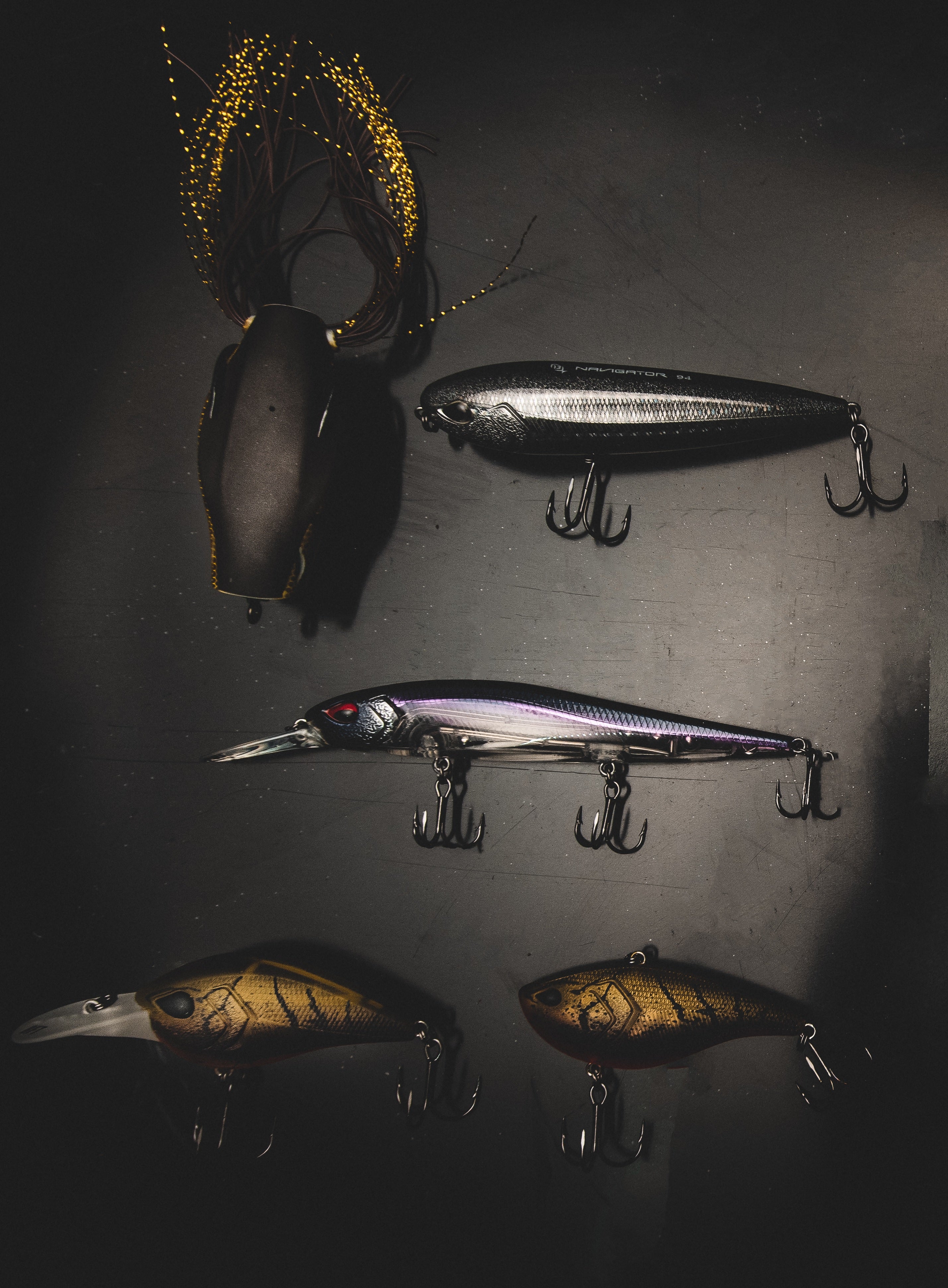 dark fishing lures Glow In The Bass Hard Baits If you prefer trebles they can be swapped out Legend Lures Out-Cast